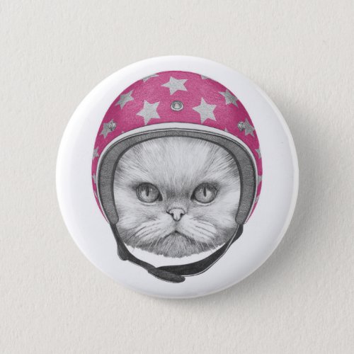 Persian Cat Motorcycle Rider Button