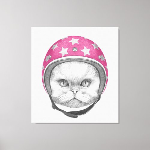 Persian Cat Motorcycle Rider Canvas Print