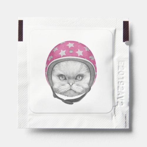 Persian Cat Motorcycle Rider Hand Sanitizer Packet