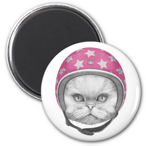 Persian Cat Motorcycle Rider Magnet