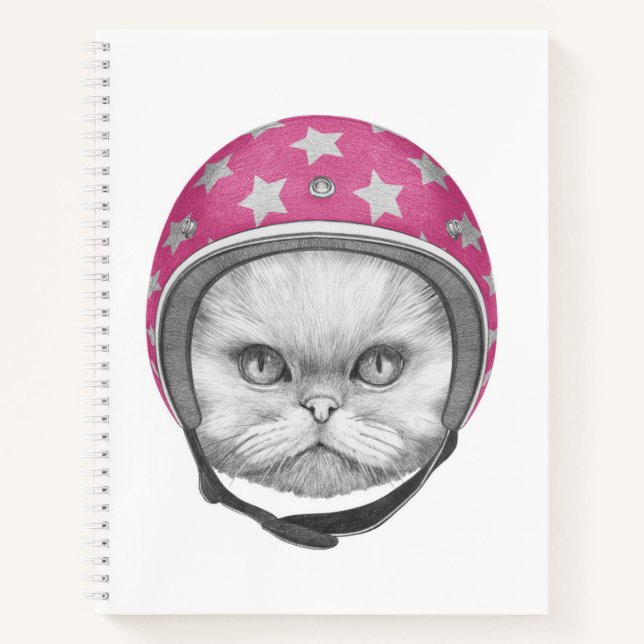 Persian Cat Motorcycle Rider Notebook (Front)