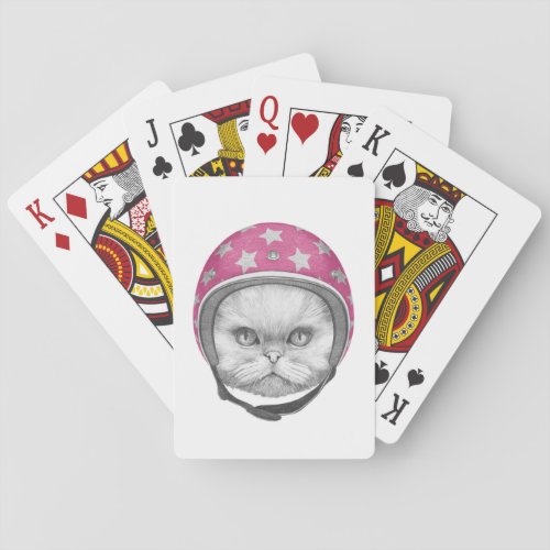 Persian Cat Motorcycle Rider Playing Cards