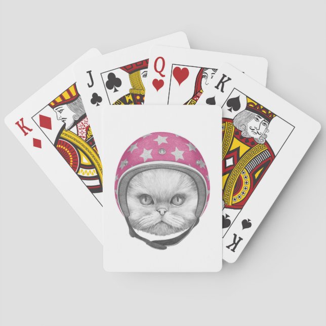 Persian Cat Motorcycle Rider Poker Cards (Back)