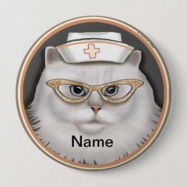 Persian cat nurse  button (Front)