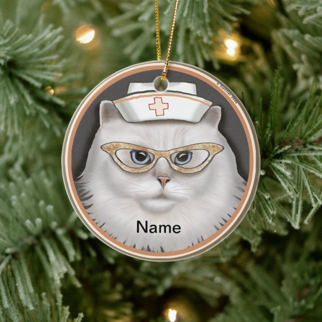 Persian cat nurse  ceramic ornament (Tree)