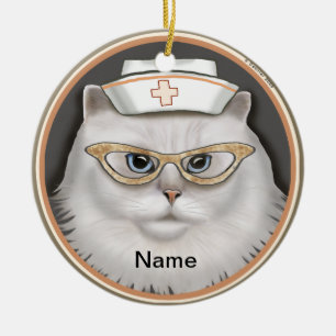 Persian cat nurse  ceramic ornament