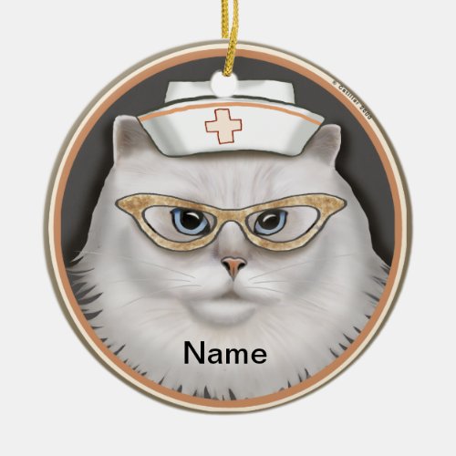 Persian Cat Nurse  Ceramic Ornament