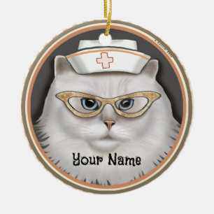 Persian Cat Nurse  Ceramic Ornament