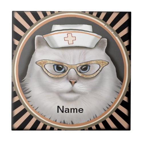 Persian Cat Nurse  Ceramic Tile