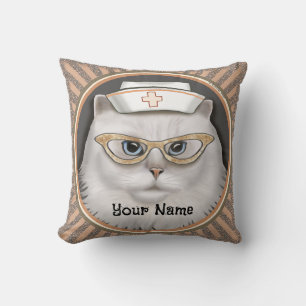 Persian Cat Nurse Throw Pillow