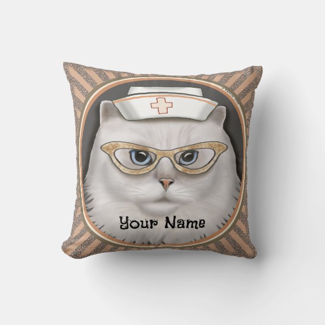 Persian Cat Nurse  Throw Pillow (Front)