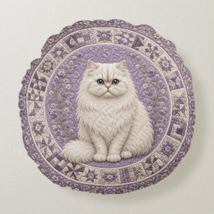 Persian Cat Quilt Round Pillow