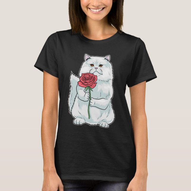 Persian cat Rose Flower T-Shirt (Front)