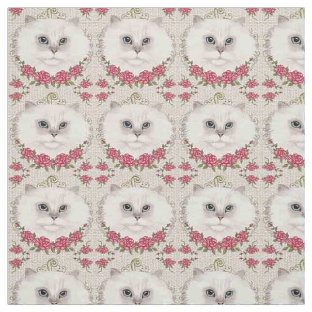 Persian Cat Roses Fabric (Swatch)