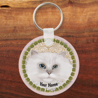 persian cat shamrocks   keychain