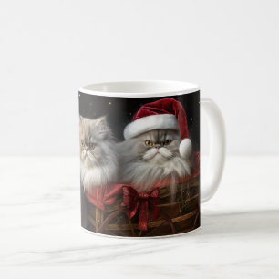 Persian Cat Snowy Sleigh Christmas Decor Coffee Mug