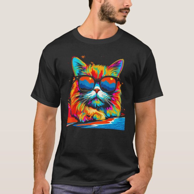 Persian Cat Summer Party T-Shirt (Front)