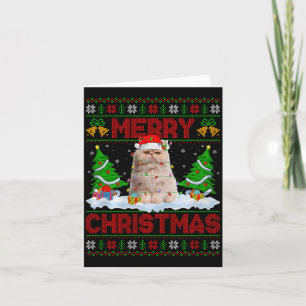 Persian Cat Ugly Xmas Sweater Funny Animal Lights  Card