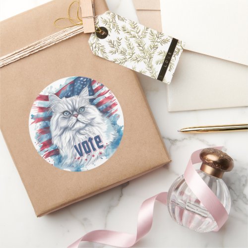 Persian Cat US Election Vote for Paws_itive Change Classic Round Sticker