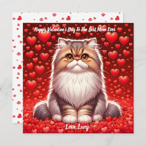 Persian Cat Valentine Purr  Holiday Card