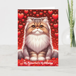Persian Cat Valentine Purr  Holiday Card