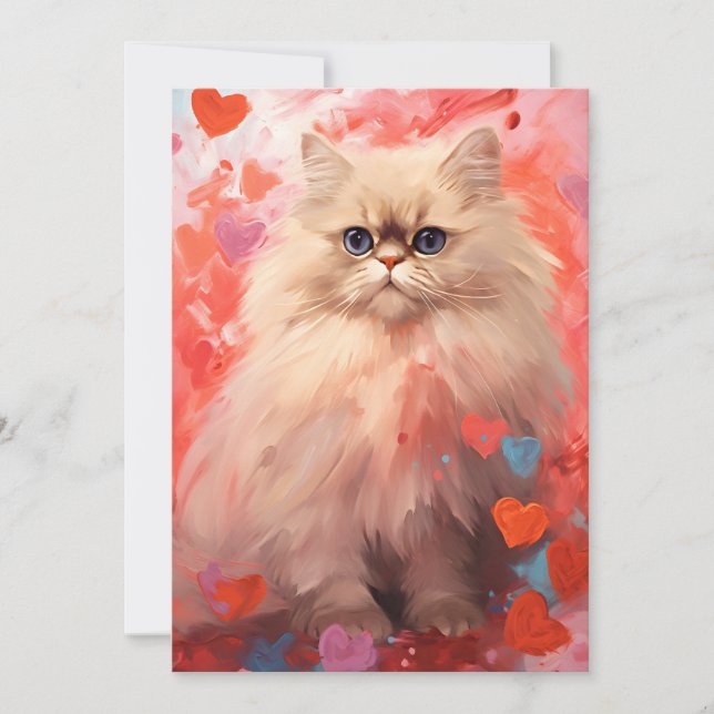 Persian Cat Valentine's day  Holiday Card (Front)