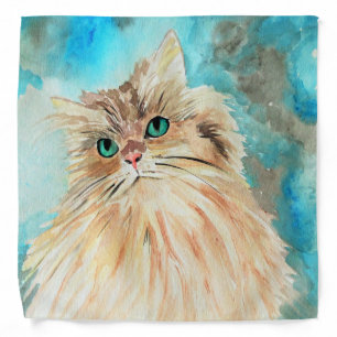 Persian Cat Watercolor Art Bandana