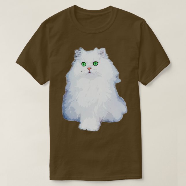 Persian Cat White Kitten with green eyes Chinchill T-Shirt (Design Front)