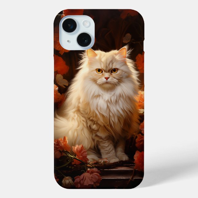 Persian cat with flowers Case-Mate iPhone case (Back)