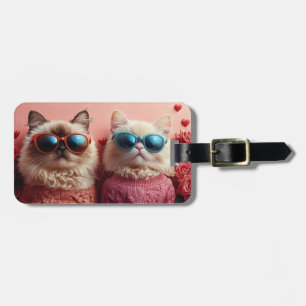 Persian Cat with Heart Roses Valentine's Day Luggage Tag
