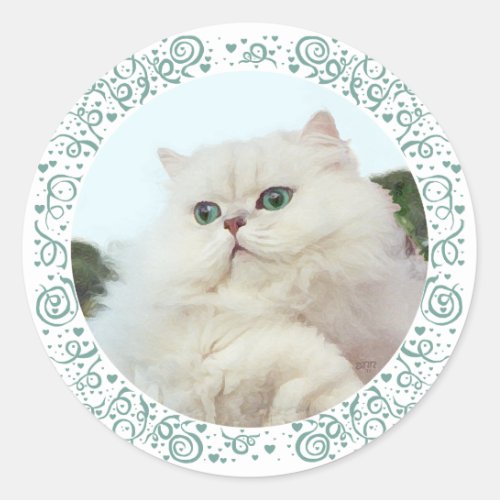 Persian Cat with Jade Eyes Classic Round Sticker