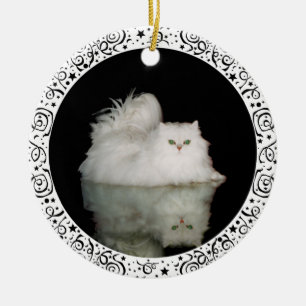 Persian Cat with Jade Green Eyes Ceramic Ornament