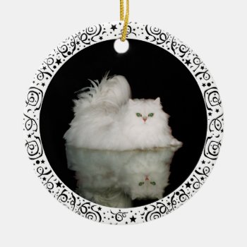Persian Cat With Jade Green Eyes Ceramic Ornament by MaggieRossCats at Zazzle