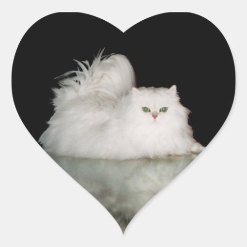 Persian Cat with Jade Green Eyes Heart Sticker