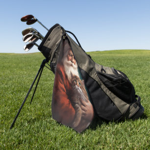 Persian Cat With Santa Claus Festive Christmas  Golf Towel