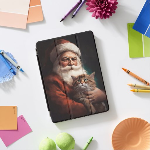 Persian Cat With Santa Claus Festive Christmas  iPad Air Cover