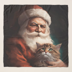 Persian Cat With Santa Claus Festive Christmas  Scarf
