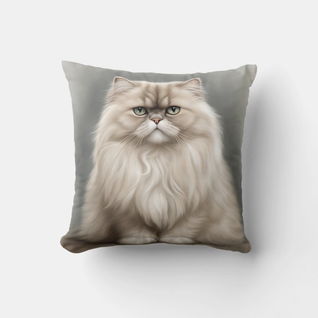 Persian Cat's Beauty Portrait Throw Pillow (Front)