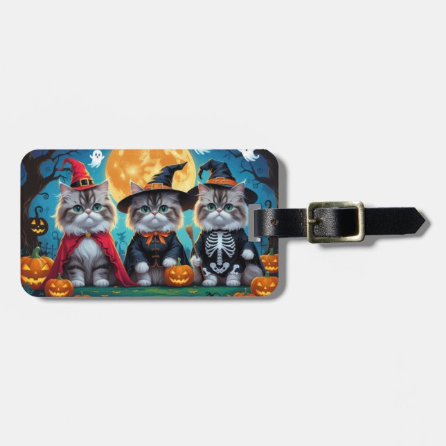 Persian Cats Pumpkin Halloween Funny Luggage Tag (Front Horizontal)