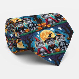 Persian Cats Pumpkin Halloween Funny Neck Tie