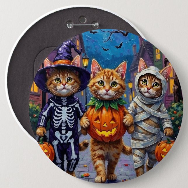 Persian Cats Trick-or-Treating  Halloween Costumes Button (Front & Back)