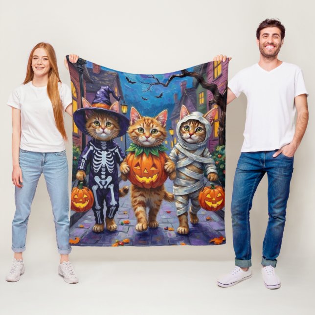 Persian Cats Trick-or-Treating  Halloween Costumes Fleece Blanket (In Situ)