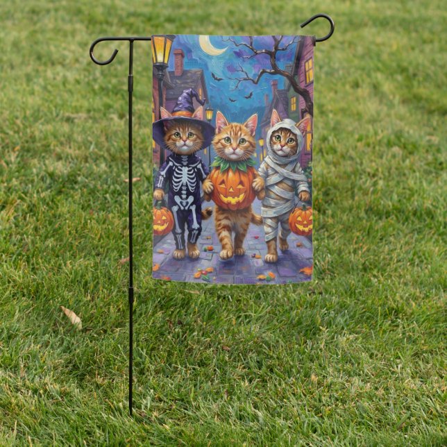Persian Cats Trick-or-Treating  Halloween Costumes Garden Flag (In SItu)