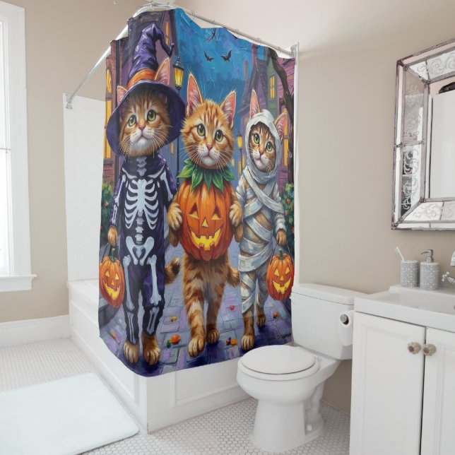 Persian Cats Trick-or-Treating  Halloween Costumes Shower Curtain (In Situ)