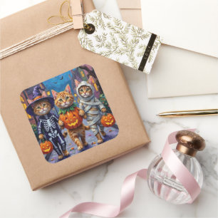 Persian Cats Trick-or-Treating Halloween Costumes Square Sticker