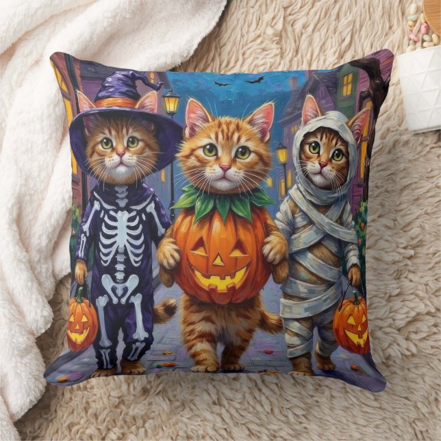 Persian Cats Trick-or-Treating  Halloween Costumes Throw Pillow (Blanket)