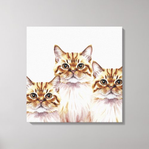 Persian Cats Watercolor Illustration Canvas Print