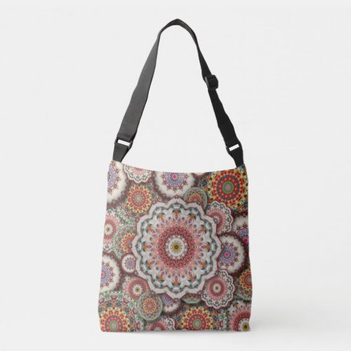 persian damask mosaic flowers mandala chic elegant crossbody bag