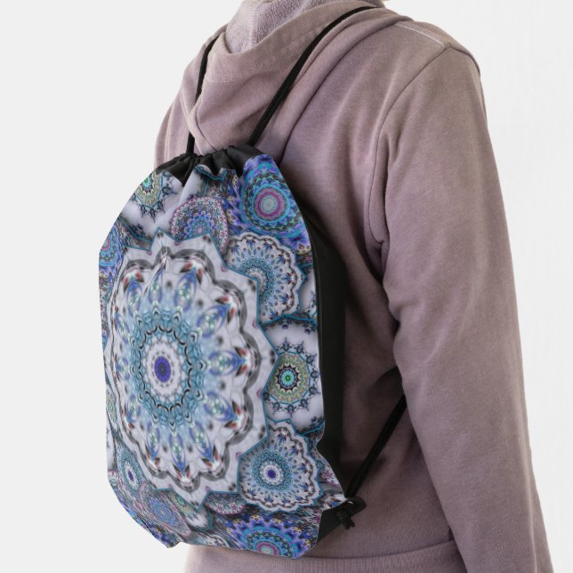 persian damask mosaic flowers mandala chic elegant drawstring bag (Insitu)