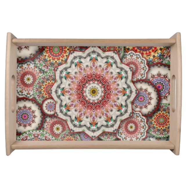 persian damask mosaic flowers mandala chic elegant serving tray (Front)